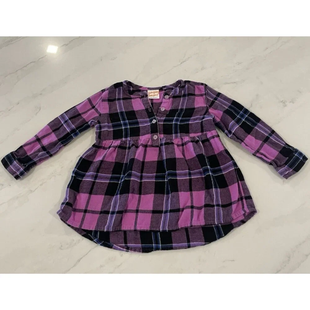 Jumping Beans Girls Long Sleeve Flannel Shirt, 3T - Picture 1 of 4